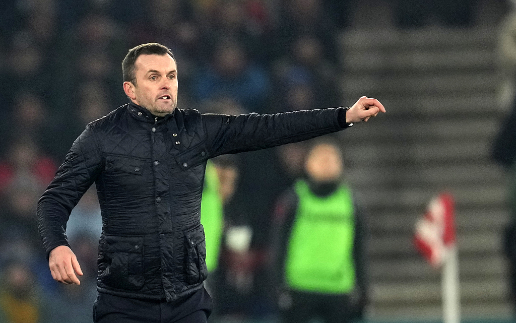 Nathan Jones, manager of Southampton, looks on during the Premier League game against Newcastle United at St Mary's Stadium in Southampton, England, January 24, 2023. /CFP