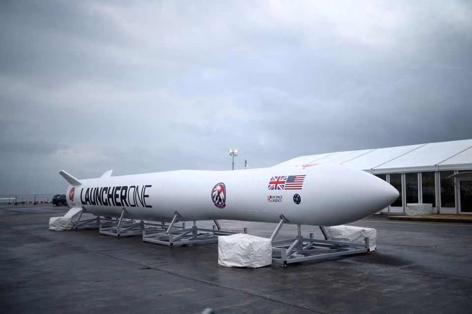 A replica model of Virgin Orbit's LauncherOne rocket in Newquay, Britain, January 8, 2023. /Reuters