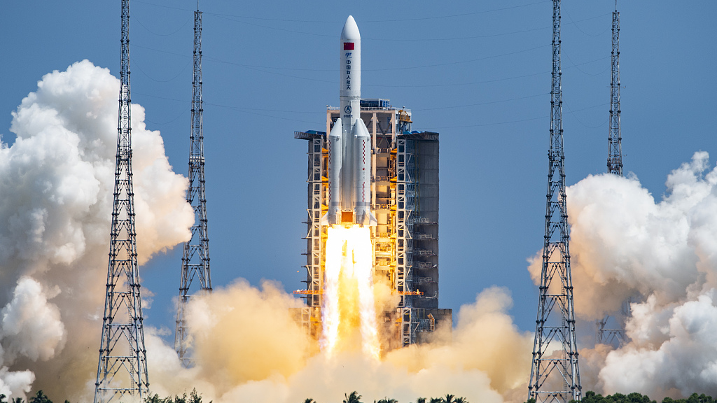 China successfully launches its space station lab module Wentian, the largest spacecraft ever developed by the country, into orbit, July 24, 2022. /CFP