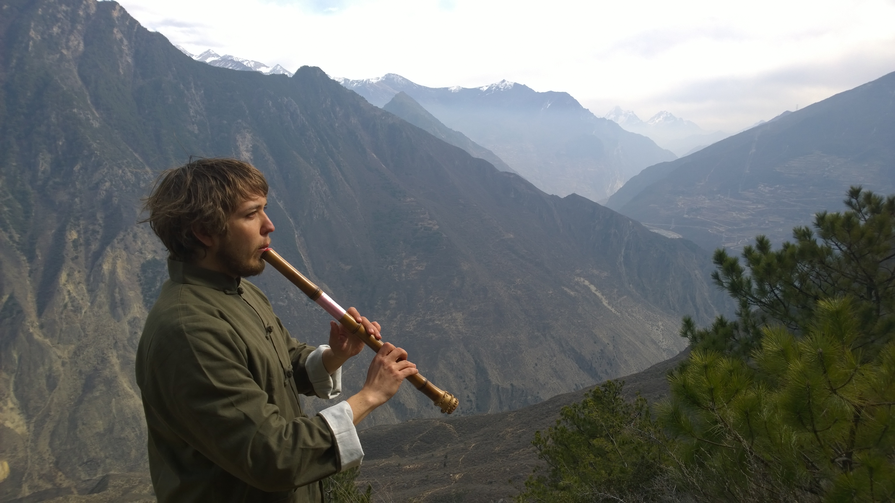 Jacob Charles plays the chiba, a traditional Chinese woodwind instrument. /Courtesy of Jacob Charles 