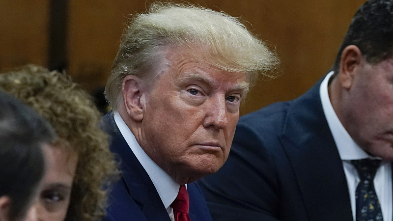Former President Donald Trump appears in court for his arraignment in New York, April 4, 2023. /CFP