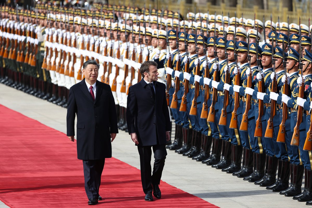 President Xi Jinping held a welcoming ceremony for French President Emmanuel Macron in Beijing, China, April 6, 2023. /Hua Chunying, Chinese Foreign Ministry Spokesperson