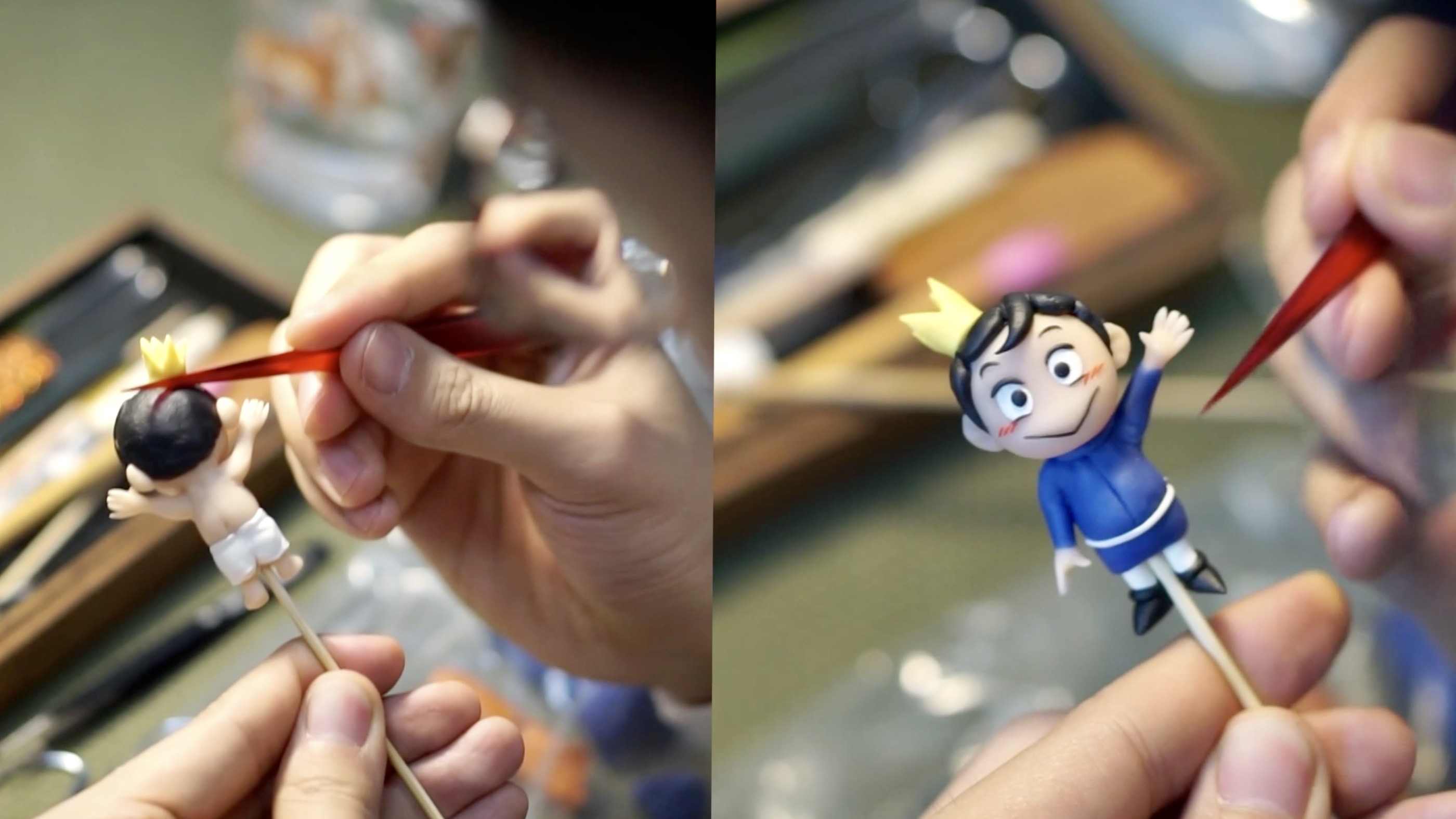 Lang Jiaziyu makes a dough figurine inspired by the 2021 anime series 