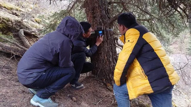 Researchers check infrared cameras, Qinghai Province. /CCTV