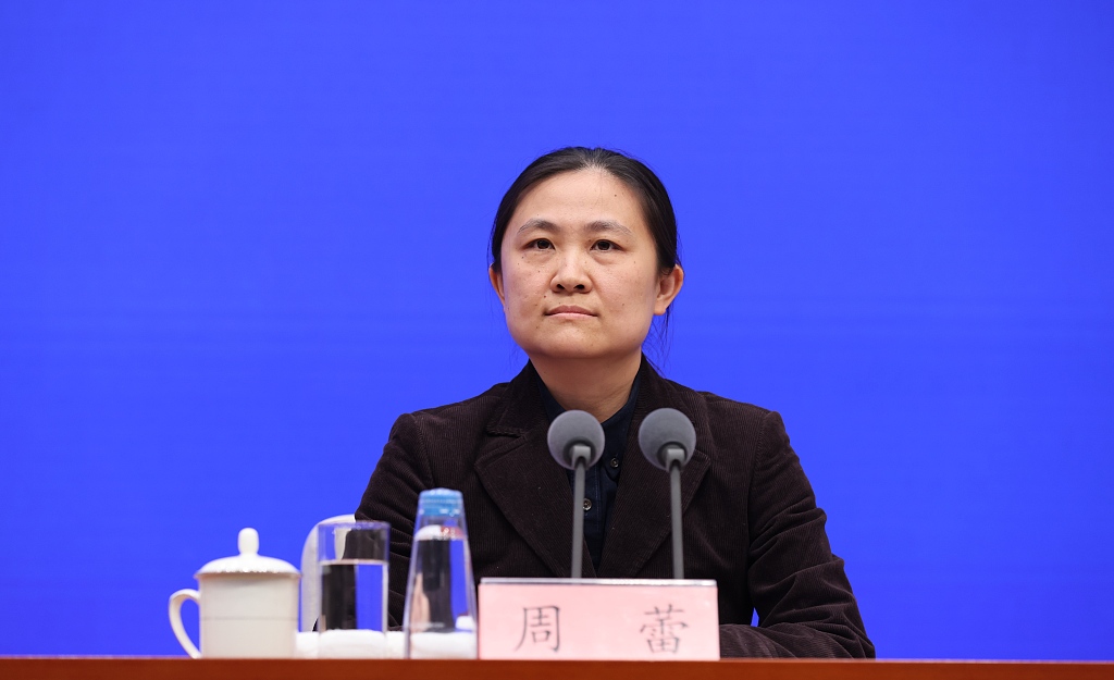 Zhou Lei, a research fellow at the China CDC who participated in the joint studies in Wuhan, speaks at the a press conference in Beijing, China, April 8, 2023. /CFP