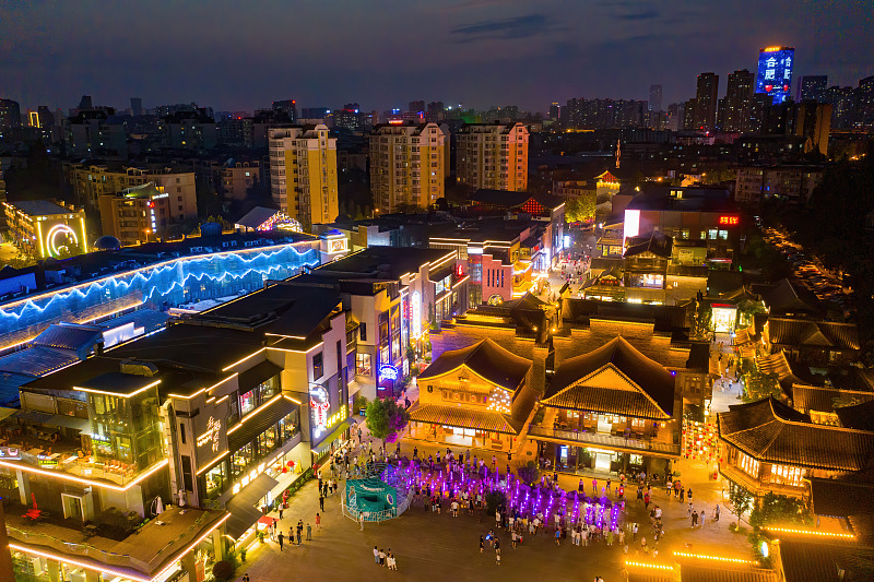 A night view of Lei Street in Hefei City, Anhui Province. /CFP