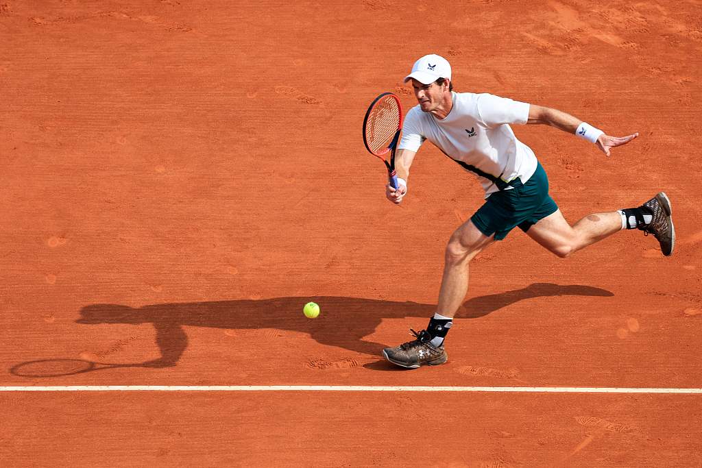 Scottish tennis player Andy Murray competes in the men's singles match at the Monte Carlo Masters in Monaco, April 10, 2023. /CFP
