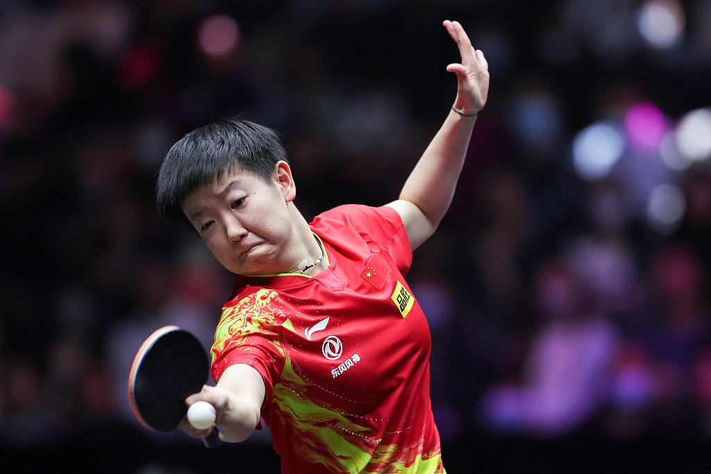Sun Yingsha competes at the WTT Champions Xinxiang in Henan Province, China, April 12, 2023. /CFP