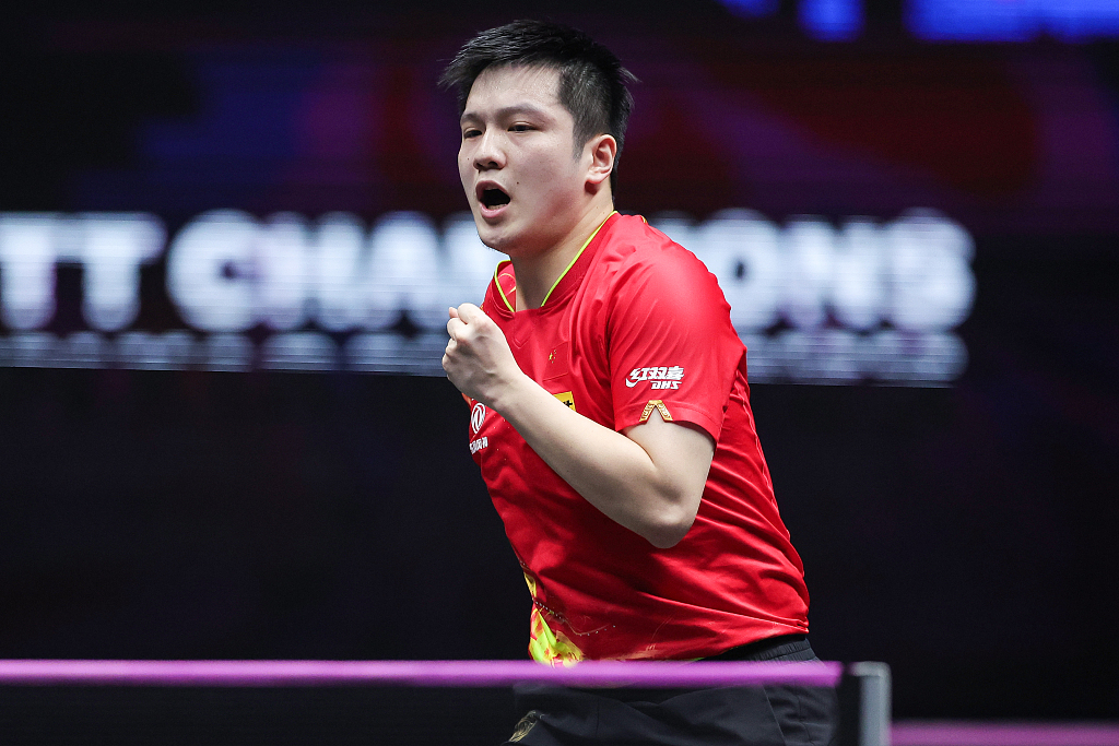 Fan Zhendong competes at the WTT Champions Xinxiang in Henan Province, China, April 12, 2023. /CFP