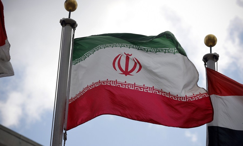 An Iranian flag is pictured at the United Nations headquarters in New York, January 8, 2020. /Xinhua
