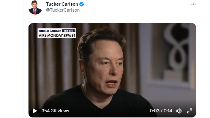 The screenshot of the video excerpt from Tucker Carlson's Twitter. /CMG