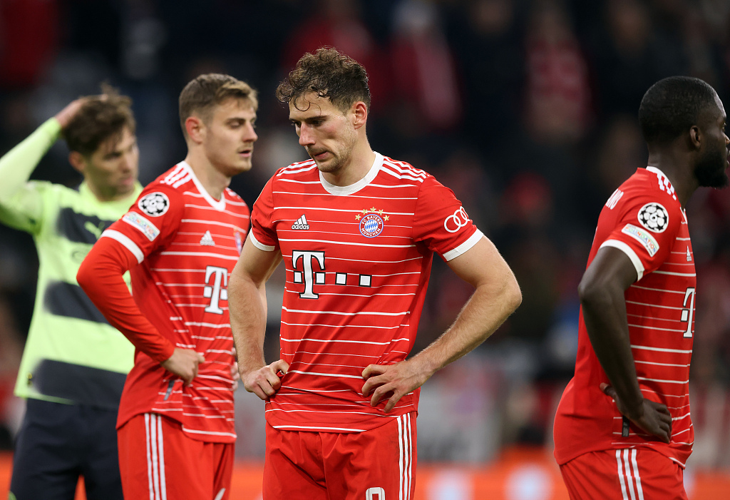 Bayern Munich players after their Champions League clash with Manchester City at Allianz Arena, Munich, Germany, April 19, 2023. /CFP