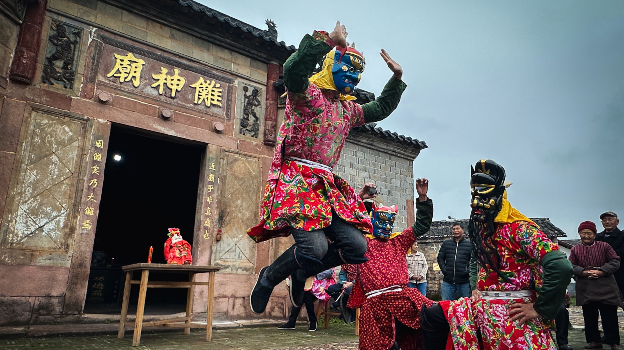 Nuo dance in Shiyou Village, Nanfeng County, Fuzhou City, Jiangxi Province, China. Xu Yuanbin/CGTN