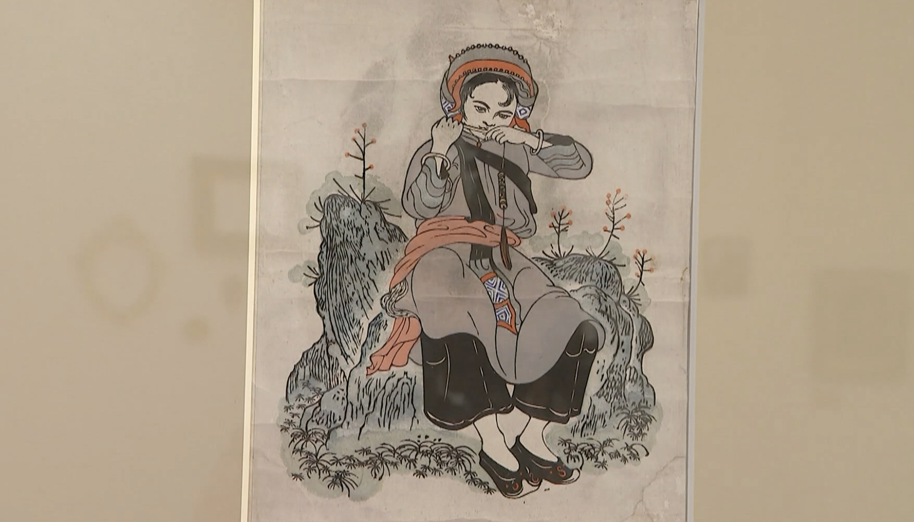 A detail from one of the printmaking portraits in Huang Yongyu's 