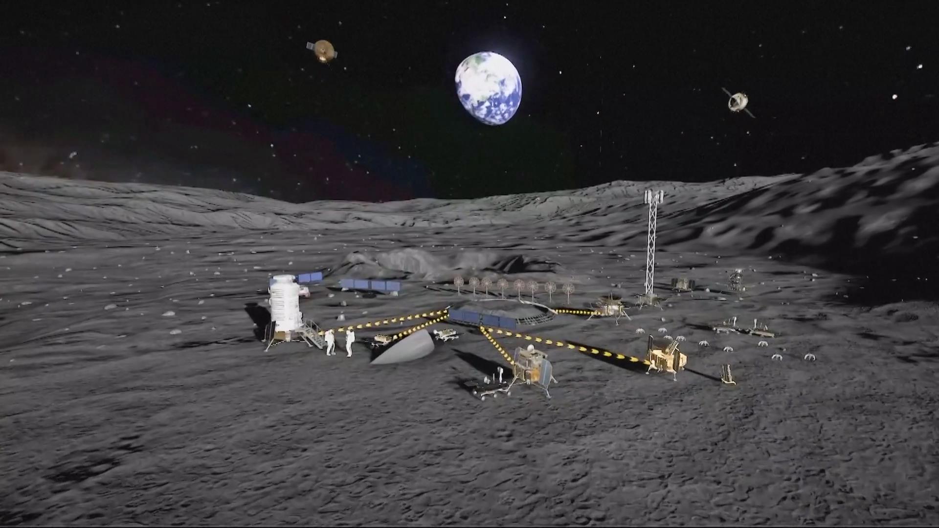 Animation showing the basic structure of the lunar research station. /CMG