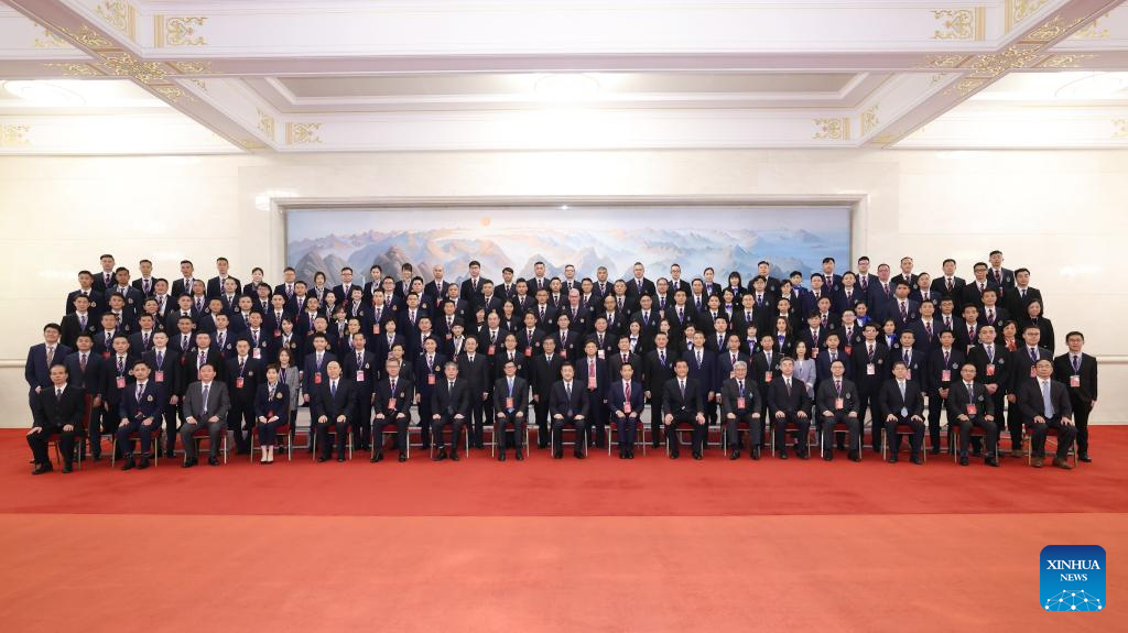 Chinese State Councilor and Minister of Public Security Wang Xiaohong meets with a delegation from the disciplined services of the HKSAR in Beijing, capital of China, April 24, 2023. /Xinhua