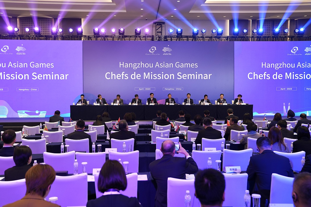 Chefs de mission seminar for the Asian Games is held in Hangzhou, Zhejiang Province, China, April 25, 2023. /CFP