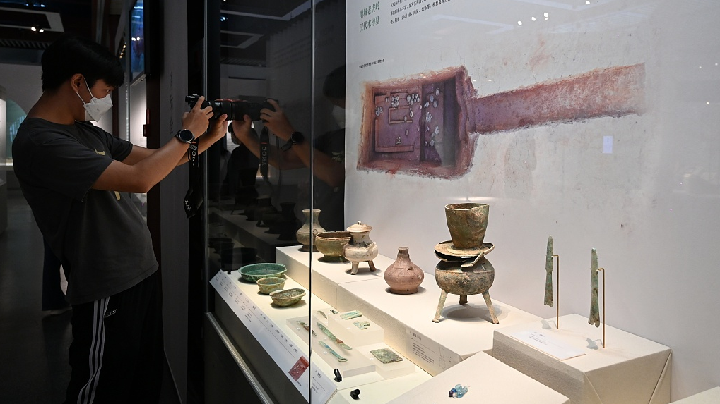 An exhibition featuring the latest archaeological discoveries in Guangzhou opens at the city's Nanhan Erling Museum, April 25, 2023. /CFP