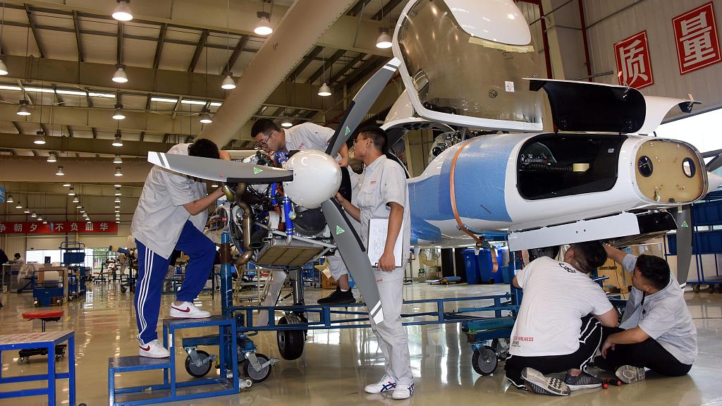 Staffs test an aircraft in Wuhu City, east China's Anhui Province, September 18, 2020. /CFP