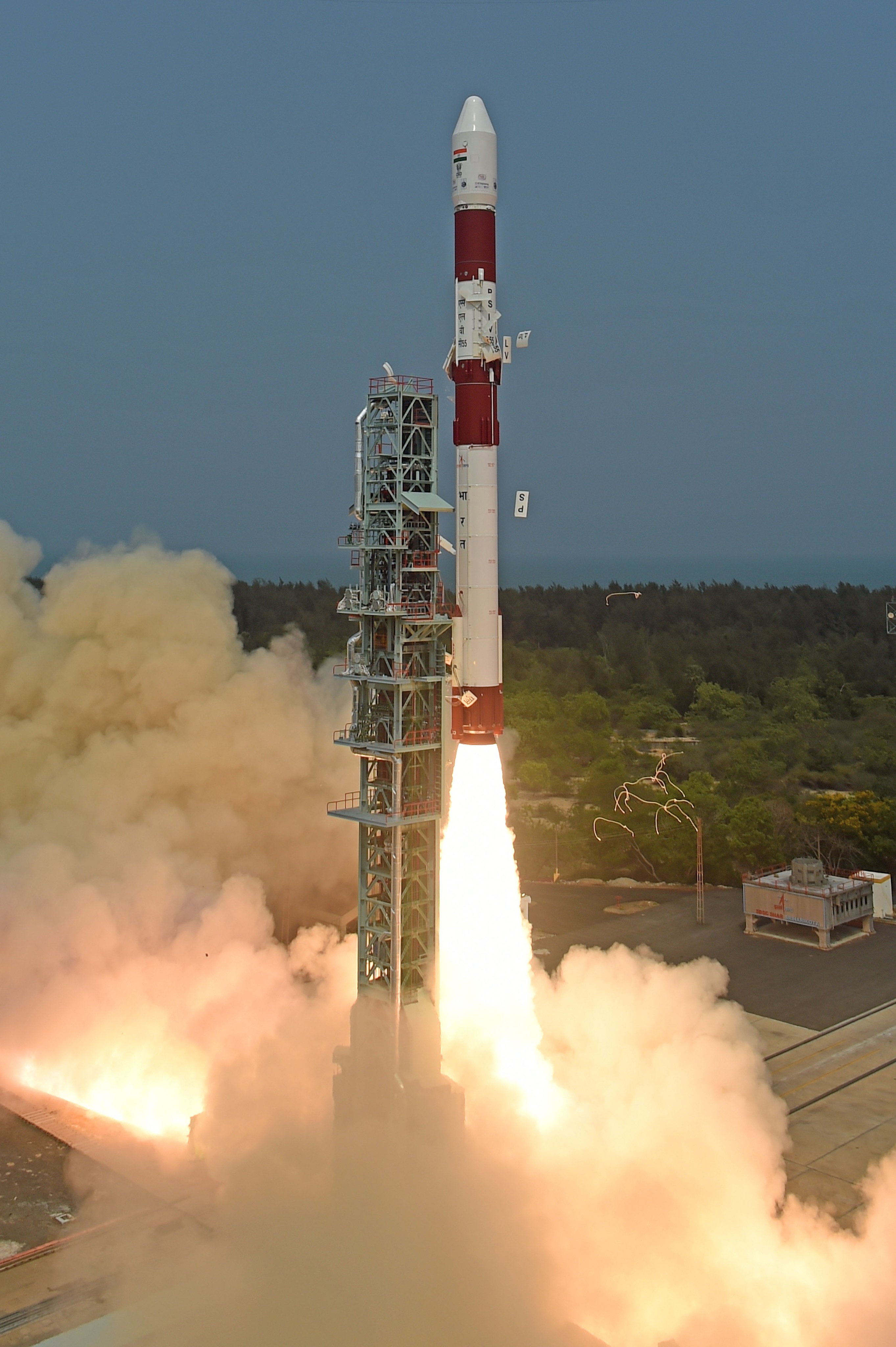 The Indian Space Research Organisation's Polar Satellite Launch Vehicle C55 (PSLV-C55) mission carrying two Singapore satellites launched from Sriharikota, Andhra Pradesh, India, April 22, 2023. /courtesy of ISRO Official twitter account