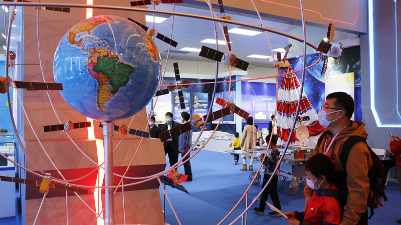 A model of the BeiDou Navigation Satellite System at a technology innovation exhibition in Beijing, China, October 24, 2021. /CFP