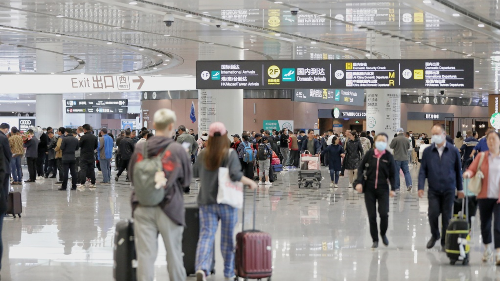 Beijing Daxing International Airport is expected to witness 615,000 trips during the Labor Day Holiday in 2023, Beijing, China. /CMG