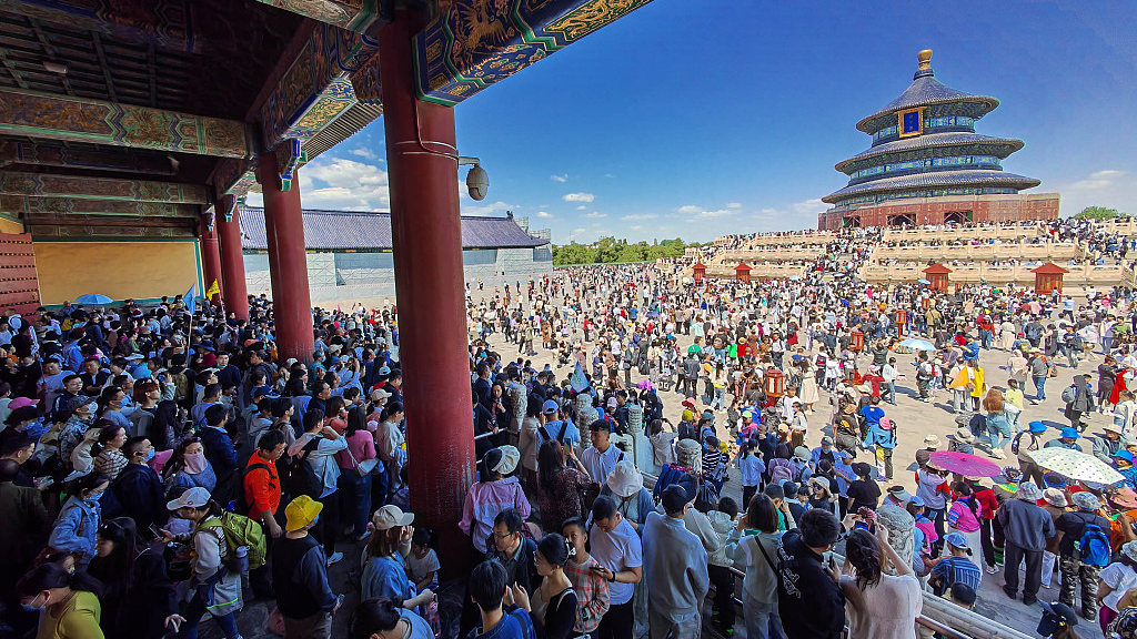 Tourists visit the Temple of Heaven in Beijing, China, April 30, 2023. /CFP