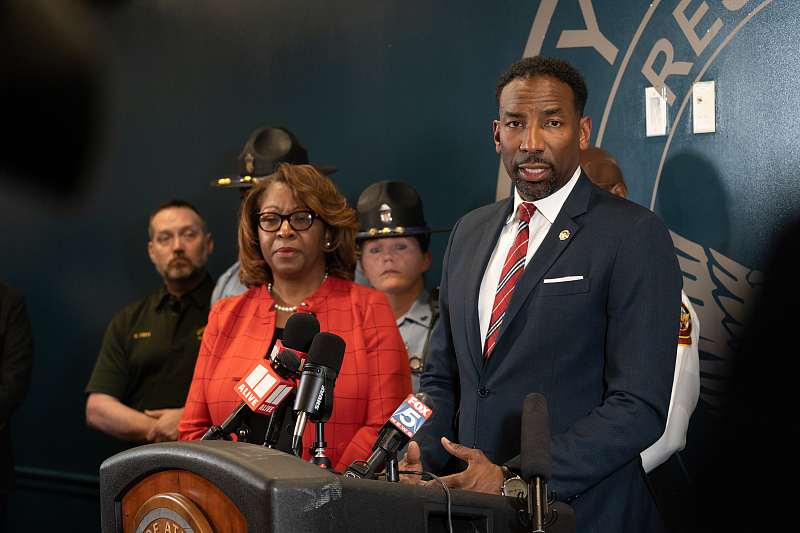 Atlanta Mayor Andre Dickens speaks at a press conference following a shooting at Northside Hospital medical facility in Atlanta, Georgia, U.S., May 3, 2023. /CFP