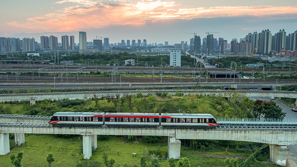 A maglev express runs in Changsha, capital of central China's Hunan Province, October 3, 2018. /CFP