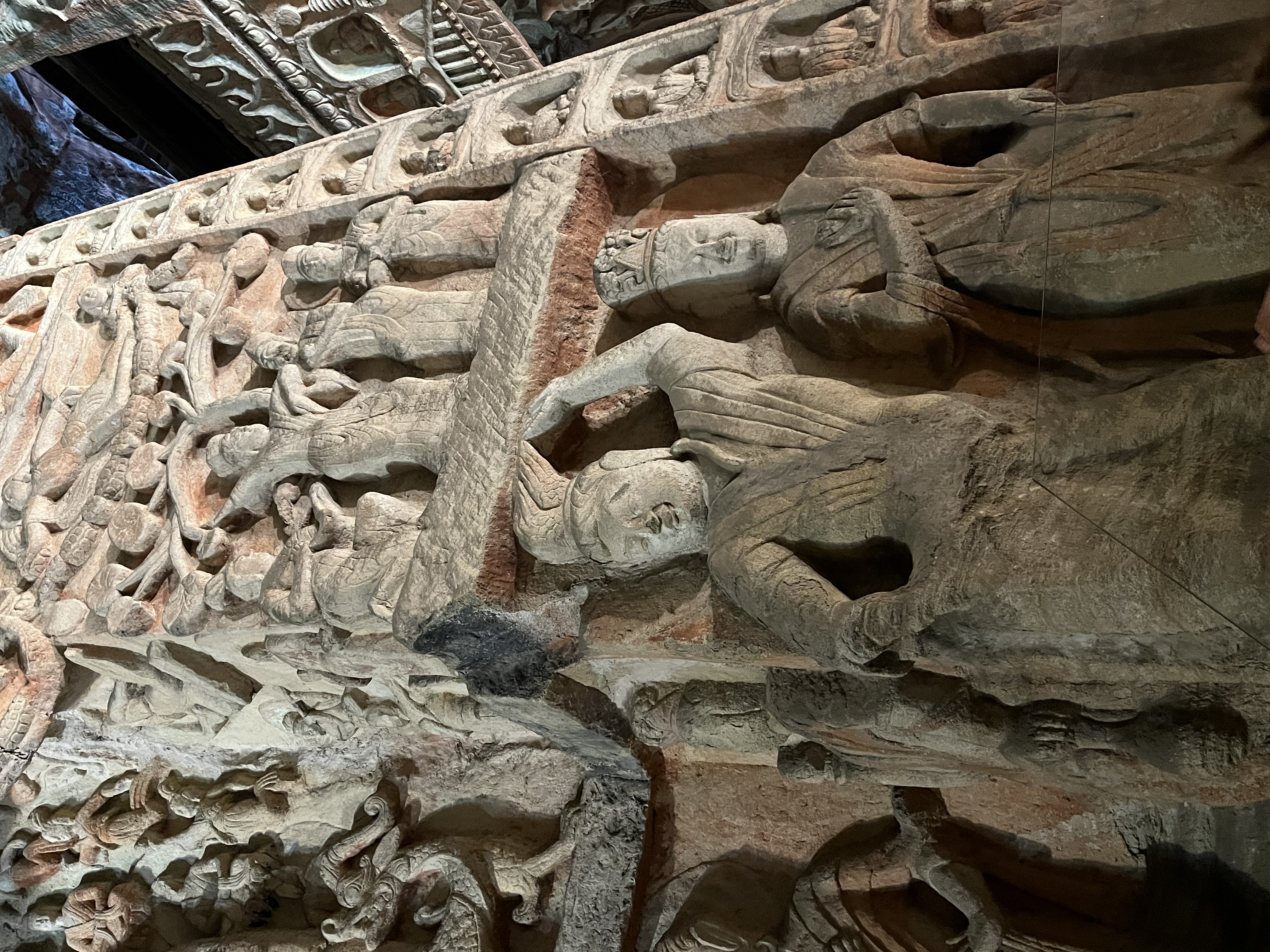 Carvings in Cave No.6 of the Yungang Grottoes detail the life of Shakyamuni Buddha. /Wendyl Martin