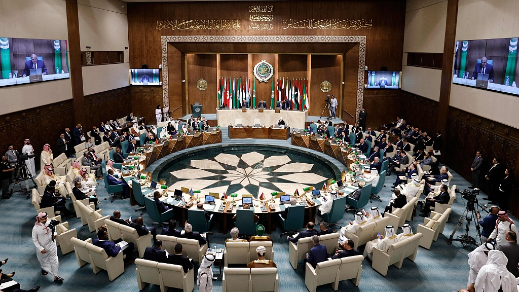 Delegates and foreign ministers of member states convene at the Arab League headquarters in Cairo, Egypt, Sunday, May 7, 2023. The ministers are voting on restoring Syria's membership to the organization after it was suspended over a decade ago. /CFP