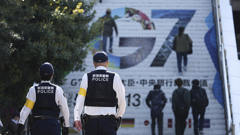 Police officers patrol near the Niigata Station ahead of the G7 Niigata Finance Ministers and Central Bank Governors Meeting in Niigata City, Japan, May 10, 2023. /CFP