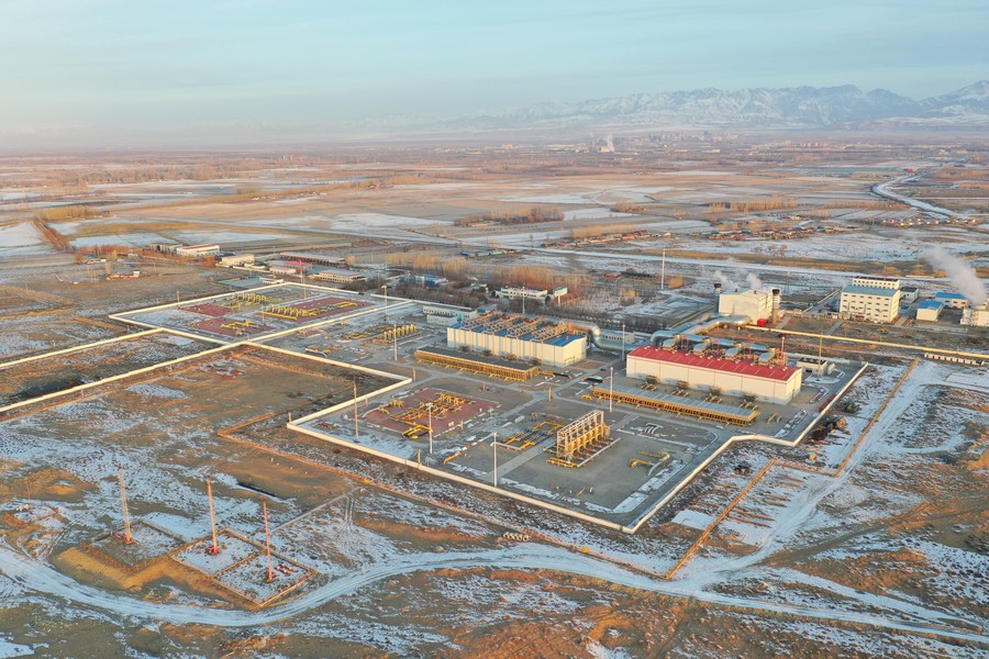 The Horgos initial compressor station, the first station of the China-Central Asia Gas Pipeline in Horgos, northwest China's Xinjiang Uygur Autonomous Region, February 4, 2021. /Xinhua