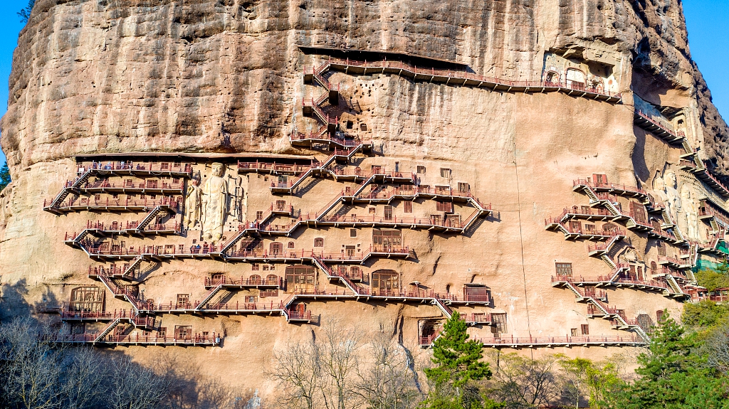 Details of the Maijishan Grottoes in Tianshui, northwest China's Gansu /CFP