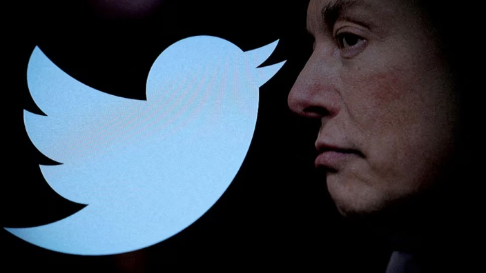 Twitter logo and a photo of Elon Musk are displayed through magnifier in this illustration, October 27, 2022. /Reuters