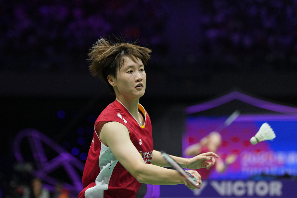 Chen Yufei of Team China competes in the women's singles game at the Sudirman Cup in Suzhou, China, May 14, 2023. /CFP