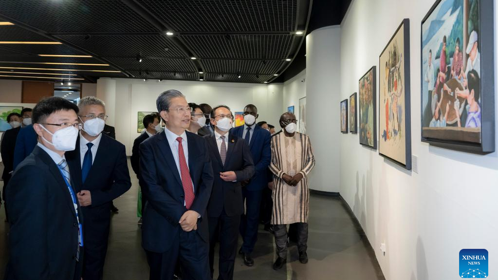 Zhao Leji, chairman of the Standing Committee of the National People's Congress of China, visits the Museum of Black Civilizations in Dakar, Senegal, May 15, 2023. /Xinhua