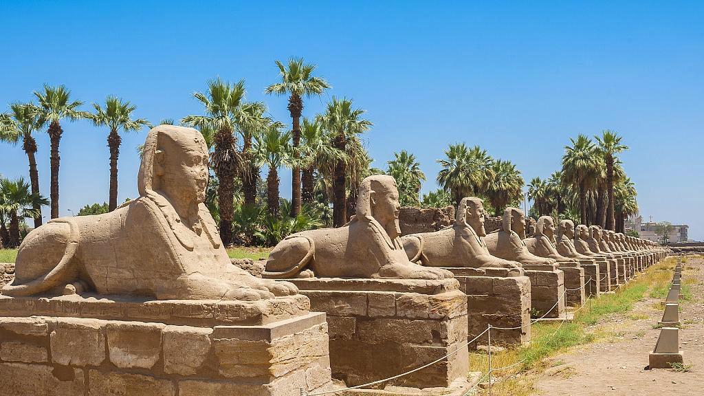 Human-headed sphinxes with a lion's body at the Avenue of Sphinxes in Luxor, Egypt /CFP