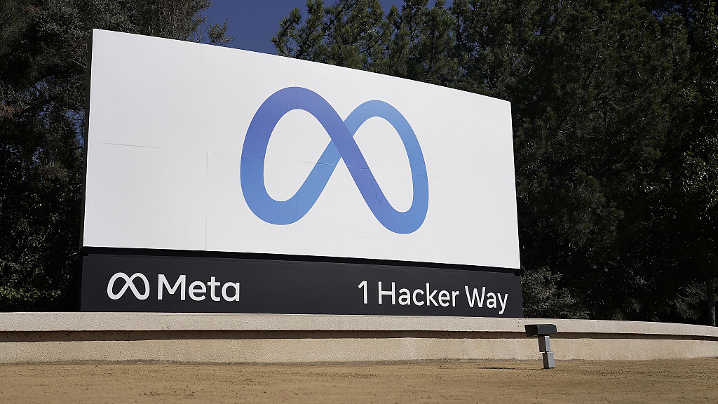 Meta's logo sign is seen at the company headquarters in Menlo Park, California, October 28, 2021. /CFP