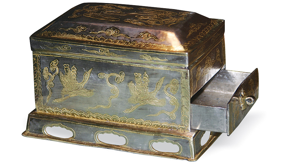 Tang Dynasty tea set: a gilded silver tea sieve