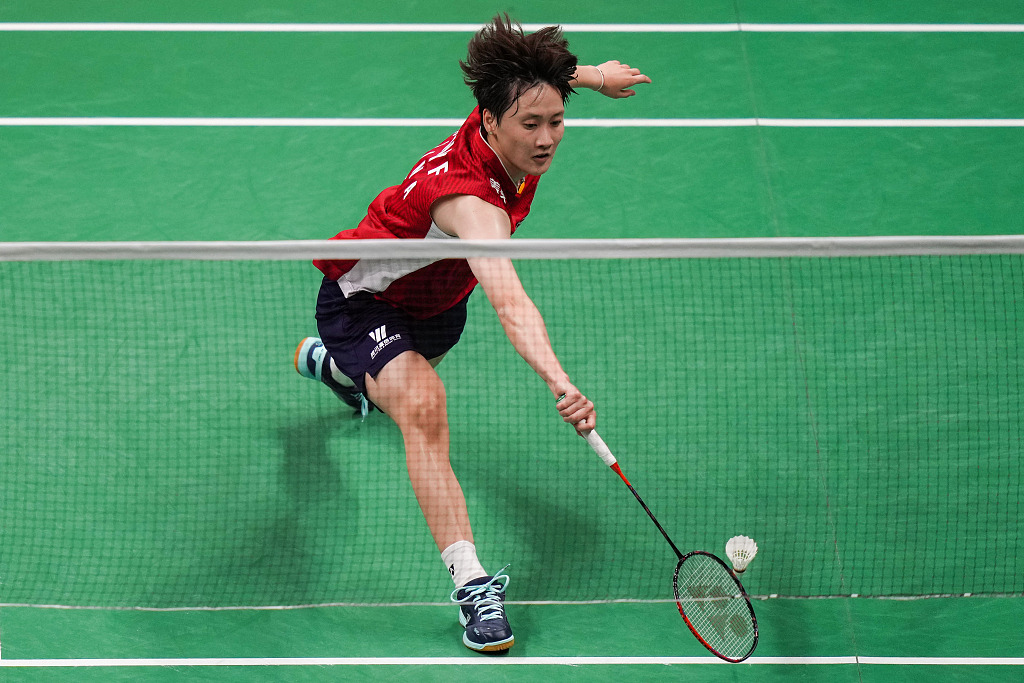 Chen Yufei of China competes in the Sudirman Cup final women's singles match against An Se-young of South Korea in Suzhou, east China's Jiangsu Province, May 21, 2023. /CFP
