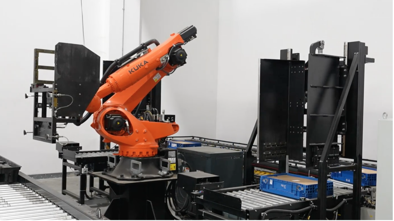 A robotic arm used on the production line of Ningbo Joyson Electronic Corp smart factory in east China's Zhejiang Province, May 17, 2023. /CGTN