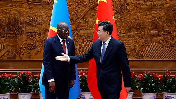 Chinese State Councilor and Foreign Minister Qin Gang meets with the Democratic Republic of the Congo's vice Prime Minister and Foreign Minister Christophe Lutundula in Beijing, China, May 22, 2023. /Chinese Foreign Ministry