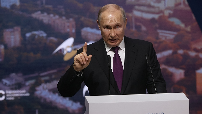 Russian President Vladimir Putin delivers a speech at the second Eurasian Economic Forum in Moscow, Russia, May 24, 2023. /CFP
