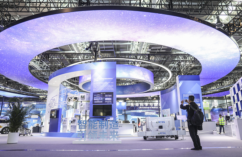 The exhibition area of intelligent manufacturing at the Zhongguancun Forum, Beijing, China, May 24, 2023. /CFP