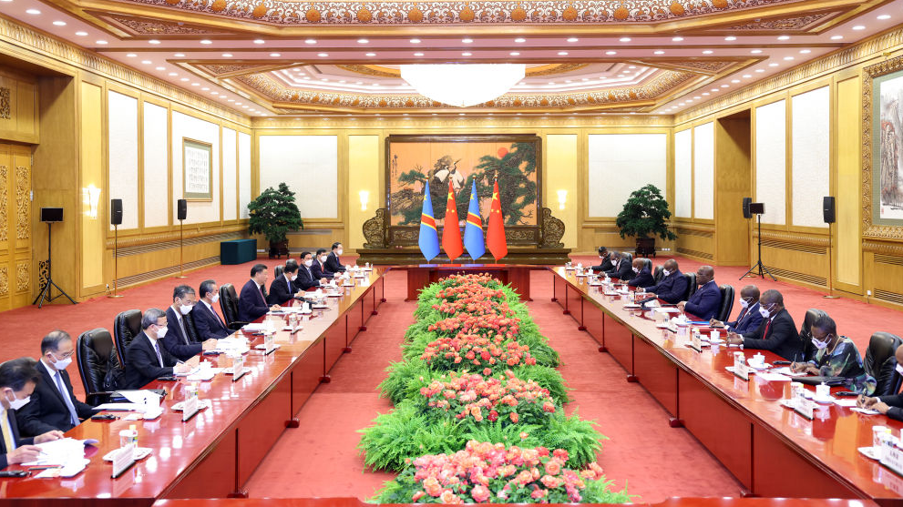 Chinese President Xi Jinping meets President of the Democratic Republic of the Congo Felix-Antoine Tshisekedi Tshilombo at the Great Hall of the People in Beijing, May 26, 2023. /Xinhua