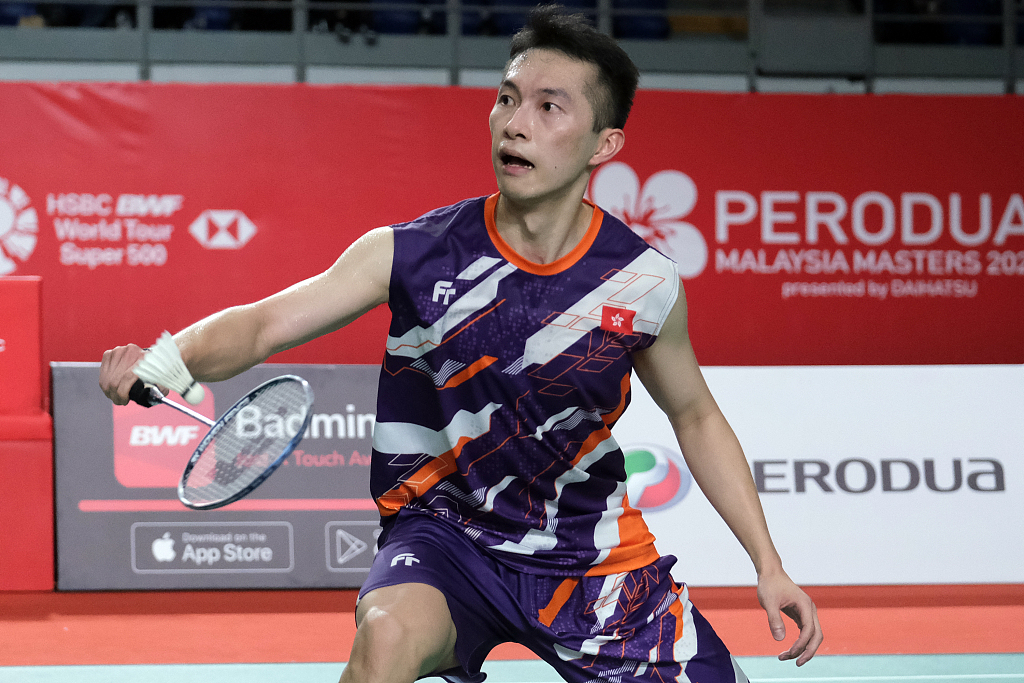 Ng Ka Long of China's Hong Kong Special Administrative Region competes in the men's singles quarterfinals at the Malaysia Masters in Kuala Lumpur, May 26, 2023. /CFP