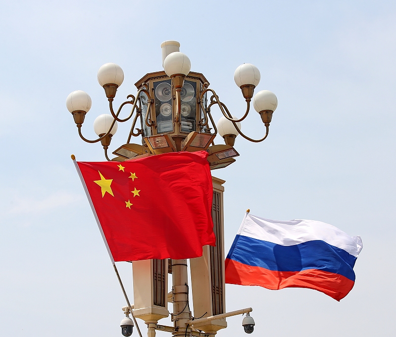 The flags of China and Russia seen on Tiananmen Square, Beijing, capital of China, May 24, 2023. /CFP