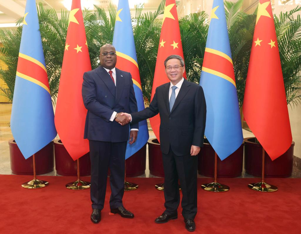 Chinese Premier Li Qiang meets with President of the Democratic Republic of the Congo Felix-Antoine Tshisekedi Tshilombo at the Great Hall of the People in Beijing, China, May 26, 2023. /Xinhua