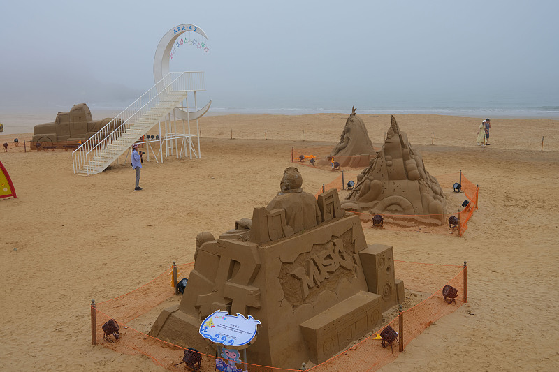 Sand sculptures are on display during the 24th Zhoushan International Sand Sculpture Festival in Zhejiang Province, on May 26, 2023. /CFP